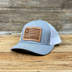 Go Rope Rustic Flag Leather Patch Hat - Heather Grey/White